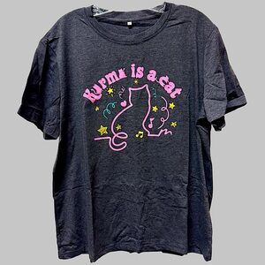 NWT Gray & Pink “Karma Is A Cat” Tshirt Sz XL